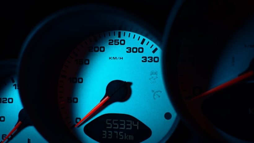 1. Yüksek kilometreli aracın motor bölmesi ve açık kaput.